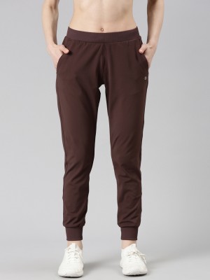 Enamor Dry Fit, Antimicrobial E076 Mid-Rise Smart Active Solid Women Brown Track Pants