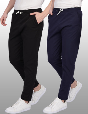 FOXTER Solid Men Black, Blue Track Pants