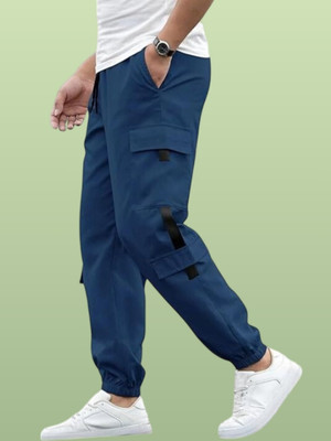 GIBBONTE Self Design Men Blue Track Pants