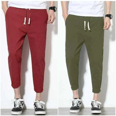 Retailmart Solid Men Maroon, Green Track Pants