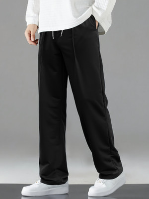 Dockstreet Solid Men Black Track Pants