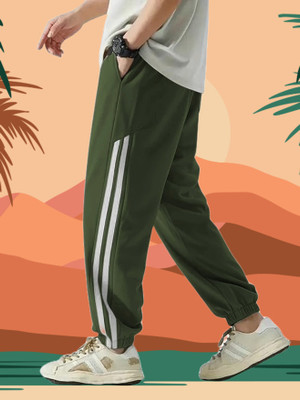 Chicnesteco Striped Men Dark Green Track Pants