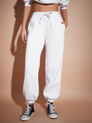 SASSAFRAS Solid Women White Track Pants