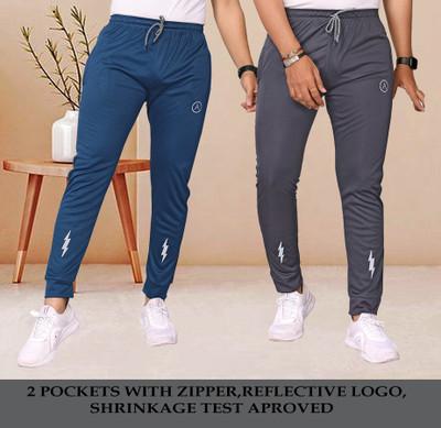 ANAND Printed Men Blue, Grey Track Pants