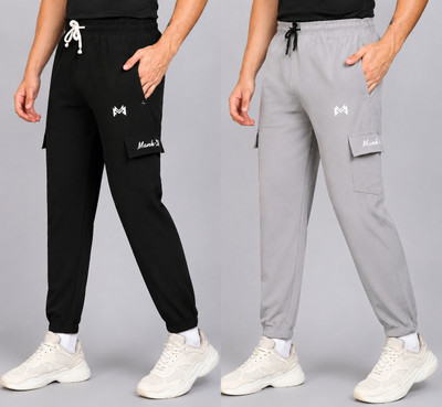 mank D Track Pant For Boys(Black, Grey, Pack of 2)