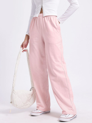Glitchez Solid Women Pink Track Pants