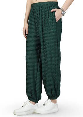 UZARUS Self Design Women Green Track Pants