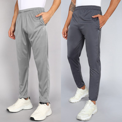 Flicfol Solid Men Grey Track Pants