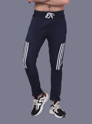 ve run Striped Men Dark Blue Track Pants