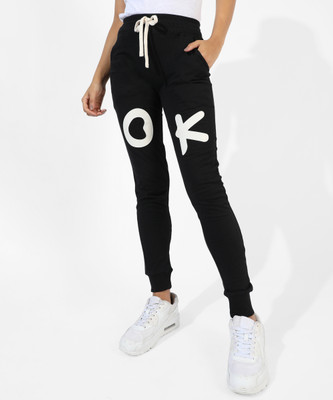 CAMPUS SUTRA Striped Women Black Track Pants