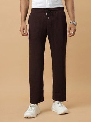 N AND J Solid, Self Design Men Black Track Pants