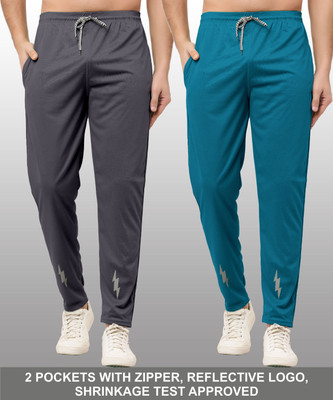 GAJAVU Solid Men Light Blue, Grey Track Pants