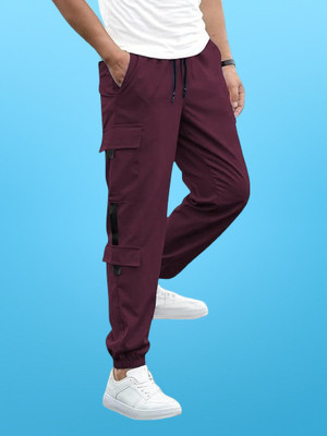 Kesaria Textile Solid Men Maroon Track Pants