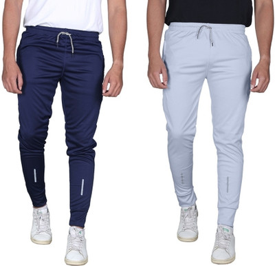 DRB CREATION Solid Men Dark Blue, Grey Track Pants
