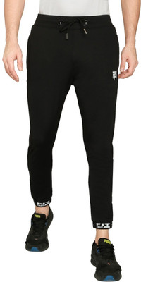 Raysx Solid, Washed, Self Design Men Black Track Pants