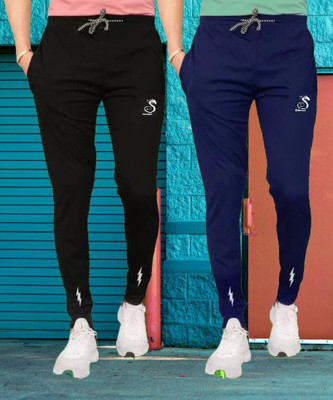 sonizeed f Printed Men Black, Dark Blue Track Pants