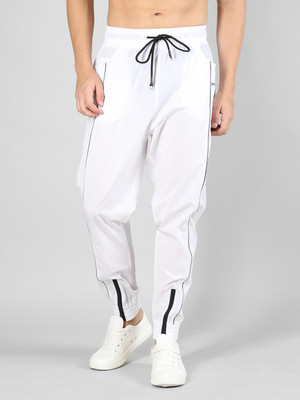 CHKOKKO Solid Men White Track Pants