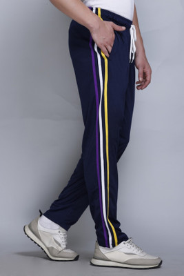 HVBK Solid Men Dark Blue Track Pants
