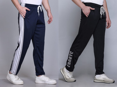 HVBK Striped Men Blue, Black Track Pants