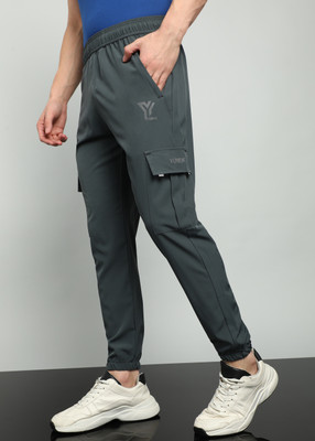 YUNEK Solid Men Grey Track Pants