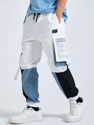HVBK Colorblock Men White Track Pants