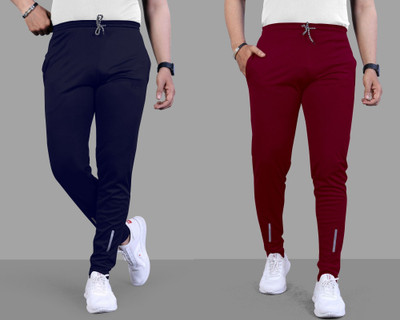 Z-DEVIL Solid Men Blue, Maroon Track Pants