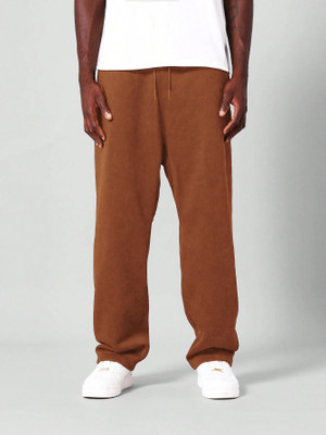 NOBERO Solid Men Brown Track Pants