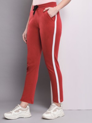 Q-Rious Solid Women Maroon Track Pants