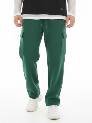 Glitchez Solid Men Green Track Pants