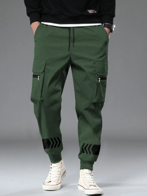 TRIPR Solid Men Dark Green Track Pants