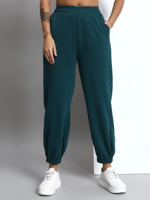 Q-Rious Solid Women Dark Green Track Pants