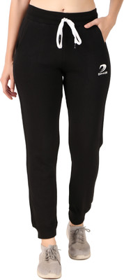 DITTOR Solid Women Black Track Pants