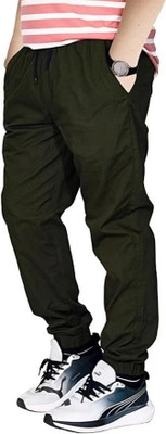 IDB Solid Men Dark Green Track Pants
