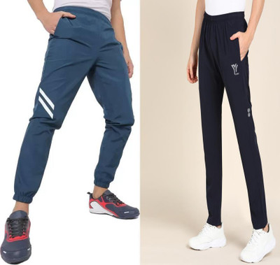 YUNEK Striped Men Blue Track Pants