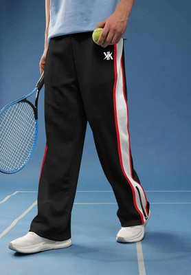 Kynetic Striped Men Black Track Pants