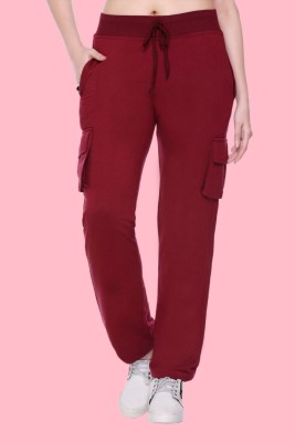 White Moon Self Design Women Maroon Track Pants