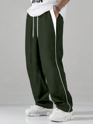 Rajovati Solid, Colorblock Men Dark Green Track Pants