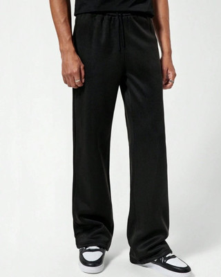 FLYNOFF Solid Men Black Track Pants