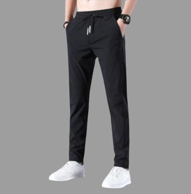 COTFYNE Solid Men Black Track Pants