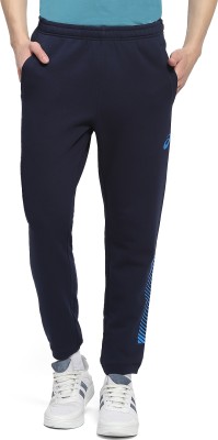 Asics Solid Men Blue Track Pants