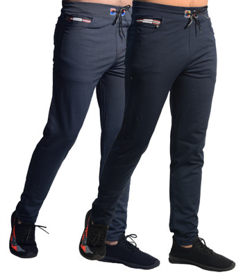 KHOZI Solid Men Blue, Grey Track Pants