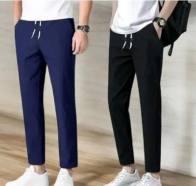 DESIGN DEMO Solid Men Black, Blue Track Pants