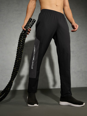 TECHNOSPORT Colorblock Men Black Track Pants