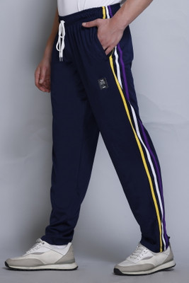 HVBK Solid Men Blue Track Pants