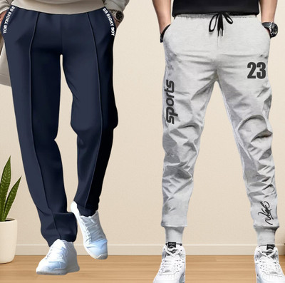 NB NICKY BOY Solid Men Dark Blue, Grey Track Pants