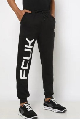 French Connection Graphic Print Men Black Track Pants