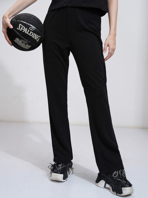 Tokyo Talkies Solid Women Black Track Pants