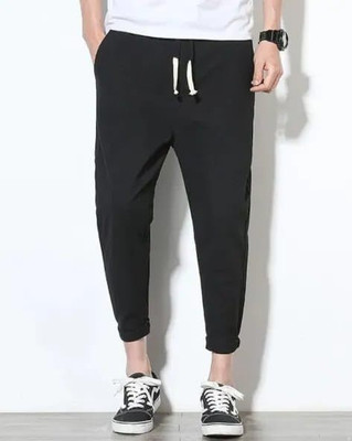 AuraGlow Solid Men Black Track Pants
