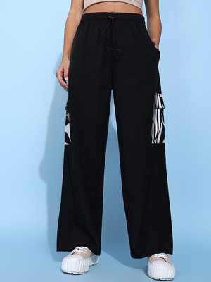Lady Stark Printed Women Black Track Pants