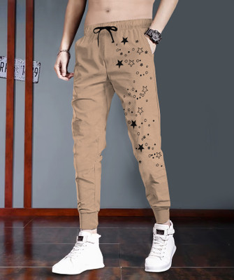 TRIPR Printed Men Beige, Black Track Pants